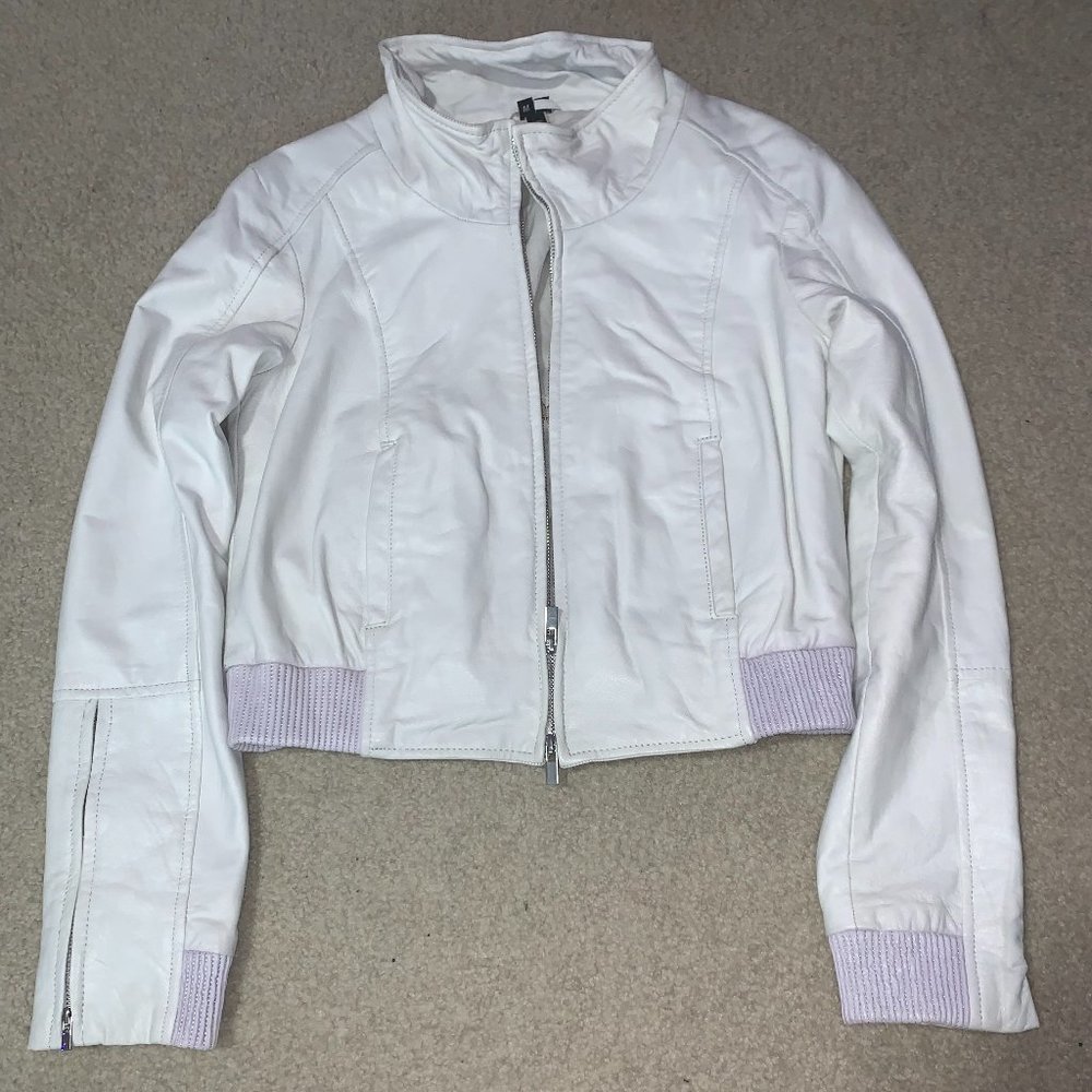 Lamarque white leather jacket